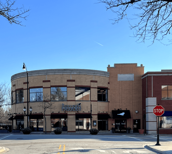 Outdoor photo of the Cocial workspace in Downtown Arlington Heights