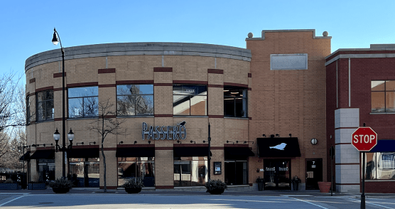 Outdoor photo of the Cocial building in downtown Arlington Heights