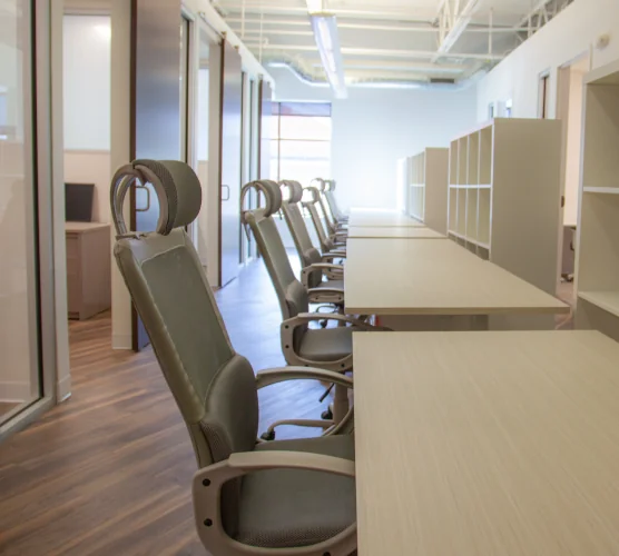 Desk with ergonomic chair
